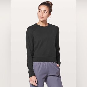 Lululemon Every Moment Heather Black French Terry Crew Sweater Sz4 Read